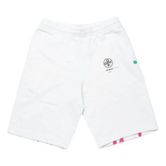 c/o virgil abloh For Men’s White Diag Stencil Sweatshorts Vit/Rosa