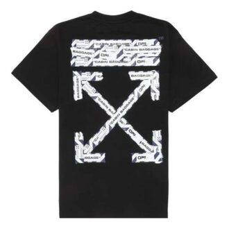 C/O Virgil Abloh Herr-T-shirt med svart Airport Tape-tryck