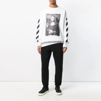 C/O Virgil Abloh Herr Vit Diag Monalisa Rundhalsad Tröja Vit
