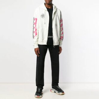 c/o virgil abloh herrvit stencil Diagonal dragkedja