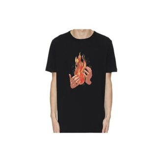 c/o VIRGIL ABLOH T-shirt med oregelbunden tryckt flamma och korta ärmar