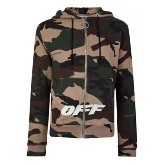 Camouflage-jacka med dragkedja Grön