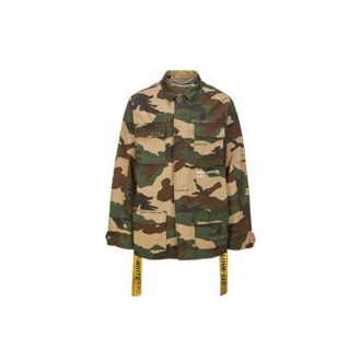 Camouflage-jacka med flera fickor, gul