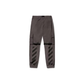 Cargobyxor med diagonala ränder i polyester ”Dark Grey”