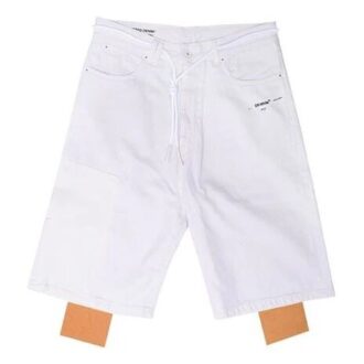 Casualshorts i bomull med logotryck, vita