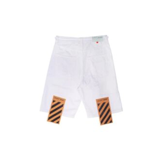 Casualshorts i bomull med logotryck, vita