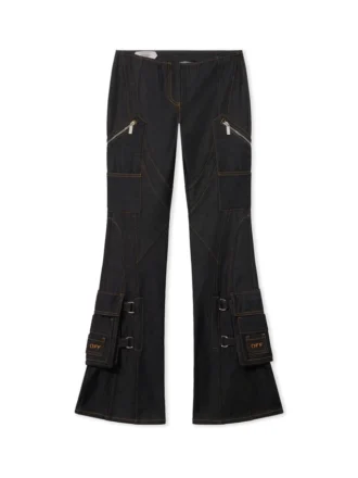 Denim-byxor med fickor och bälte