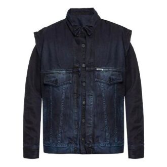 Denimjacka med logotryck, blå