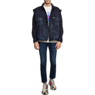 Denimjacka med logotryck, blå