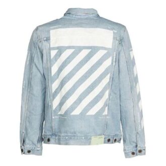 Denimjacka med randigt tryck, blå