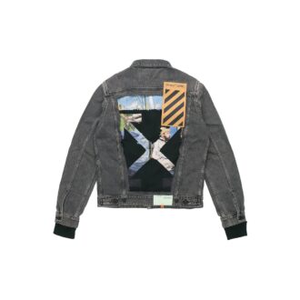 Denimjacka med slitna detaljer ”Svart”