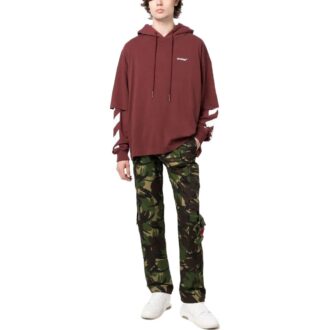 Diag-Sleeve bomullströja med huva