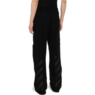 Diag-stripe Embroidered Track Byxor ”Black”