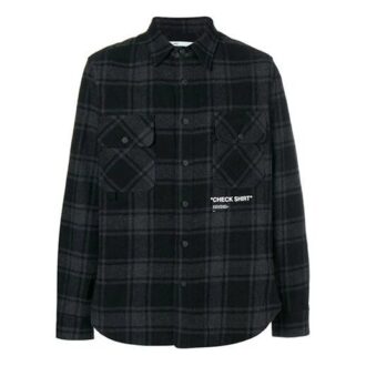 flanell Basic lös rutig skjorta svart grå