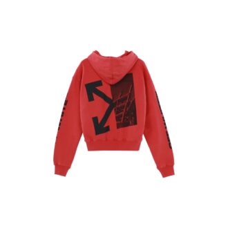FW19 Splitted Arrows Oversized Graffiti-fleece med huva för män, röd