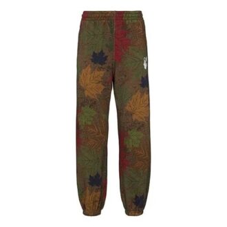 FW20 Bladapplikation Tätsittande sportbyxor Herr Khaki/Grön