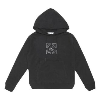 FW20 Broderad huvtröja för män Svart
