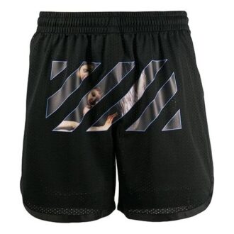 FW20 Caravaggio-tryckta sportshorts för män, svarta