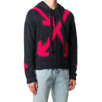 FW20 Fuzzy Arrows Arrow Huvtröja med långa ärmar för män Svart