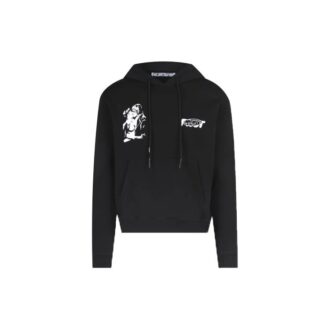FW20 Kissing-tryckt huvtröja för män, svart