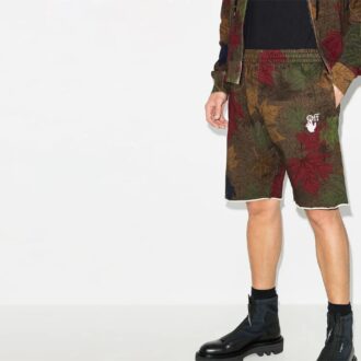 FW20 Leaf Camouflage Arrow Applique Shorts för män Khaki/Grön