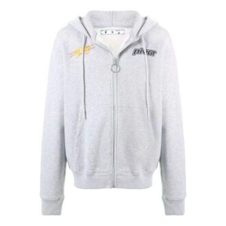 FW20 Logo-tryck, dragkedja, huvtröja för män, grå