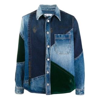 FW20 Patchwork-designad Denim-jacka för män, blå