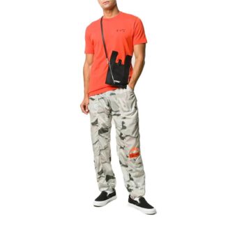 FW20 T-shirt med logotypapplikation och korta ärmar för män, orange