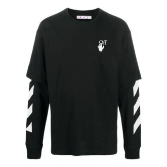 Fw20 Tröja med diagonala ränder och lager-på-lager-ärmar