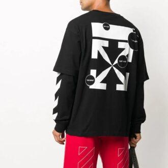Fw20 Tröja med diagonala ränder och lager-på-lager-ärmar