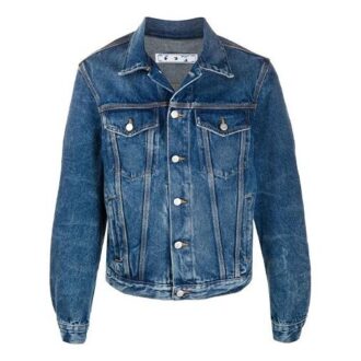 FW20 Tryckt Denimjacka för män, marinblå
