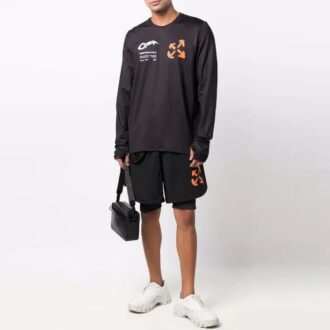 FW21 Aktiv logotryck Långärmad Löst sittande Svart
