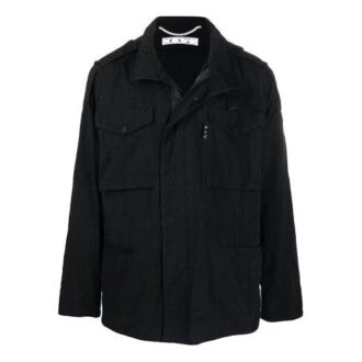FW21 Arrows Logo Cargo Pocket enfärgad långärmad jacka standardversion svart