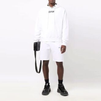 FW21 Byxor med logotryck och elastisk midja, sportshortsversion, vit