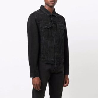 FW21 Casual Denimjacka med revers, lös passform, svart