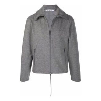 FW21 enfärgad jacka med krage och dragkedja, grå