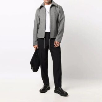 FW21 enfärgad jacka med krage och dragkedja, grå
