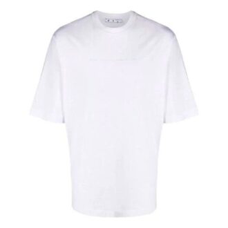 FW21 Geometrisk mönster Rund hals Kortärmad Slim Fit-version Vit