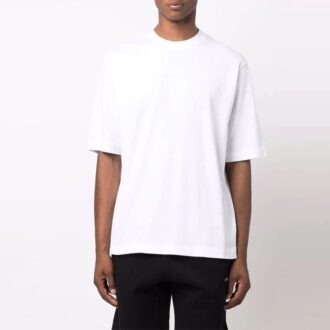 FW21 Geometrisk mönster Rund hals Kortärmad Slim Fit-version Vit