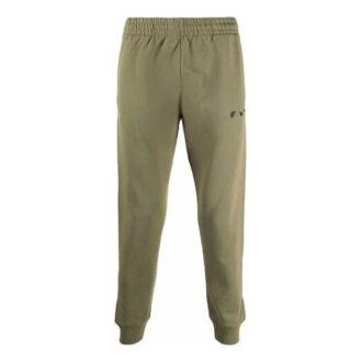 FW21 Logo Elastisk midja Raka sportbyxor Långa byxor Vanlig version Mörkgrön