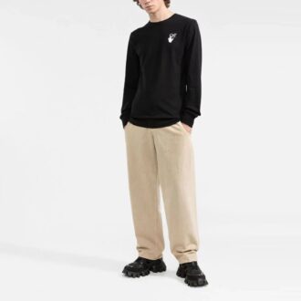 FW21 Logo med pilmönster, rund hals, långärmad, svart