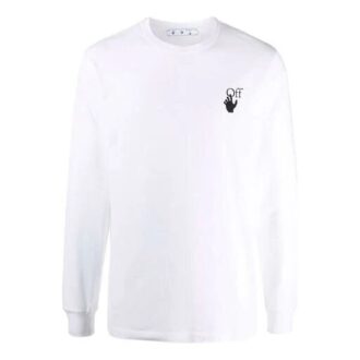 FW21 Logo med pilmönster, rund hals, pullover, standardversion, vit