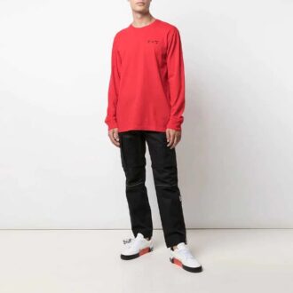 FW21 Logo-tryck Rundhalsad tröja Långärmad Herr Röd