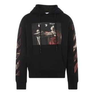 FW21 Målningsmönster Design huvtröja med långa ärmar Standardversion Svart