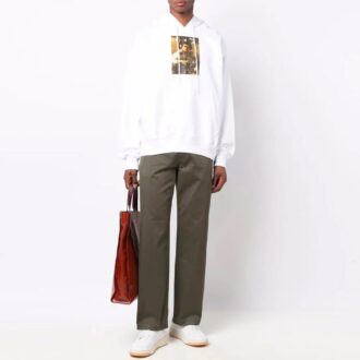FW21 Mönster Alfabettryck Dragsko Pullover-version Vit