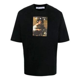 FW21 Mönstertryck Rund hals Kortärmad Slim Fit-version Svart