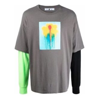 FW21 Mönstrad långärmad grå T-shirt