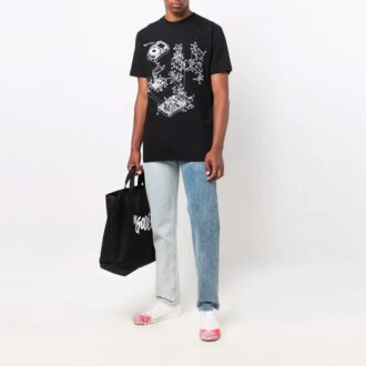 FW21 Mönstrad rundhalsad Shorts-version Svart