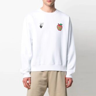 FW21 Mönstrad rundhalsad tröja, lös passform, vit