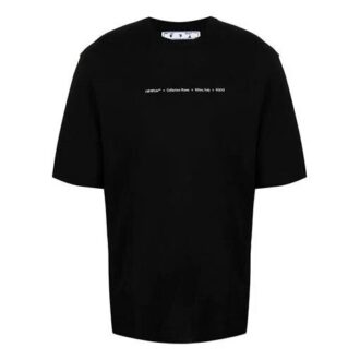 FW21 Pilmönster med logotryck, rund hals, korta ärmar, standardversion, svart